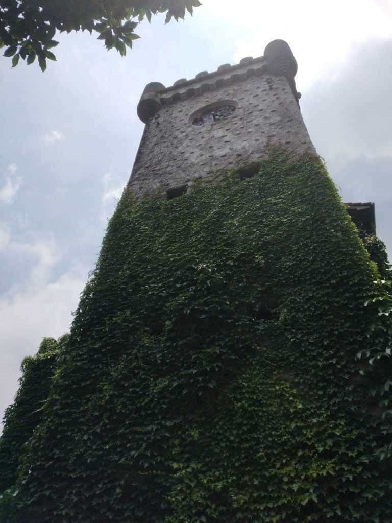 天空之城打卡熱點-天堂古堡鐘樓，一整個被綠色藤蔓包圍了