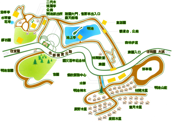- 明池森林遊樂區 明池森林遊樂區|北橫公路上超美高山人工湖、日式庭園、千年古檜 2022 明池森林遊樂區 導覽圖