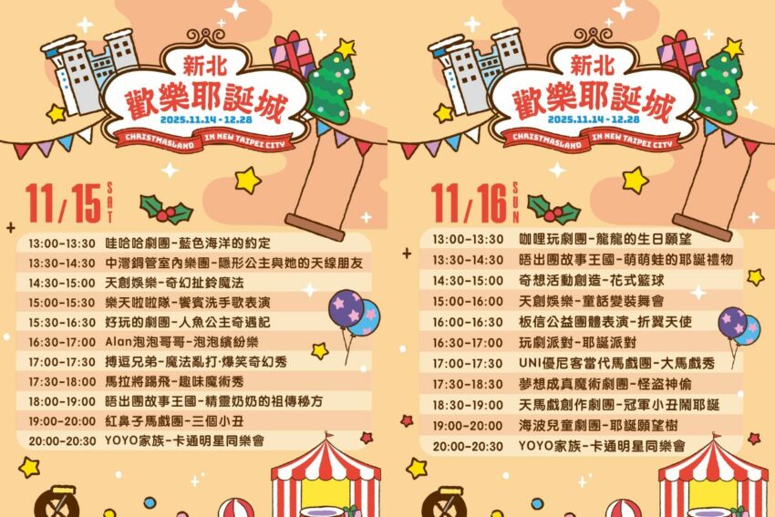 【新北耶誕城】11/14夢幻開城！LINE FRIENDS 馬戲嘉年華主題，四大燈區/主燈秀/演唱會一次看